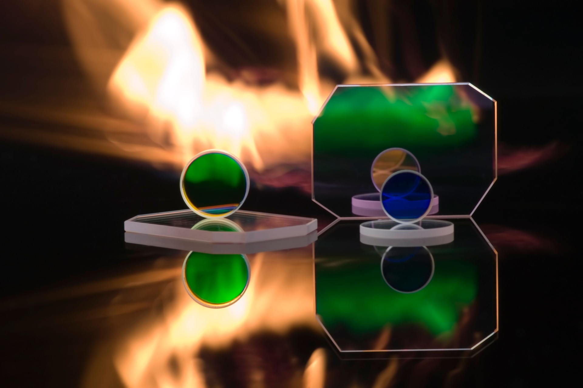 filtre optique coloré ventages feu et la chaleur
